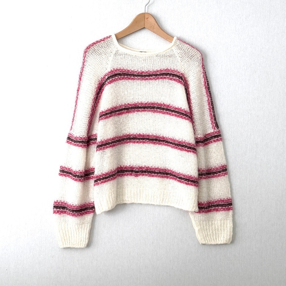 Free People Alpaca Hockley Stripe Long Sleeve Sweater